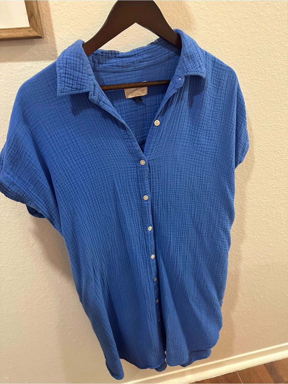 Universal Thread Royal Blue Button-Front Gauze Shirt